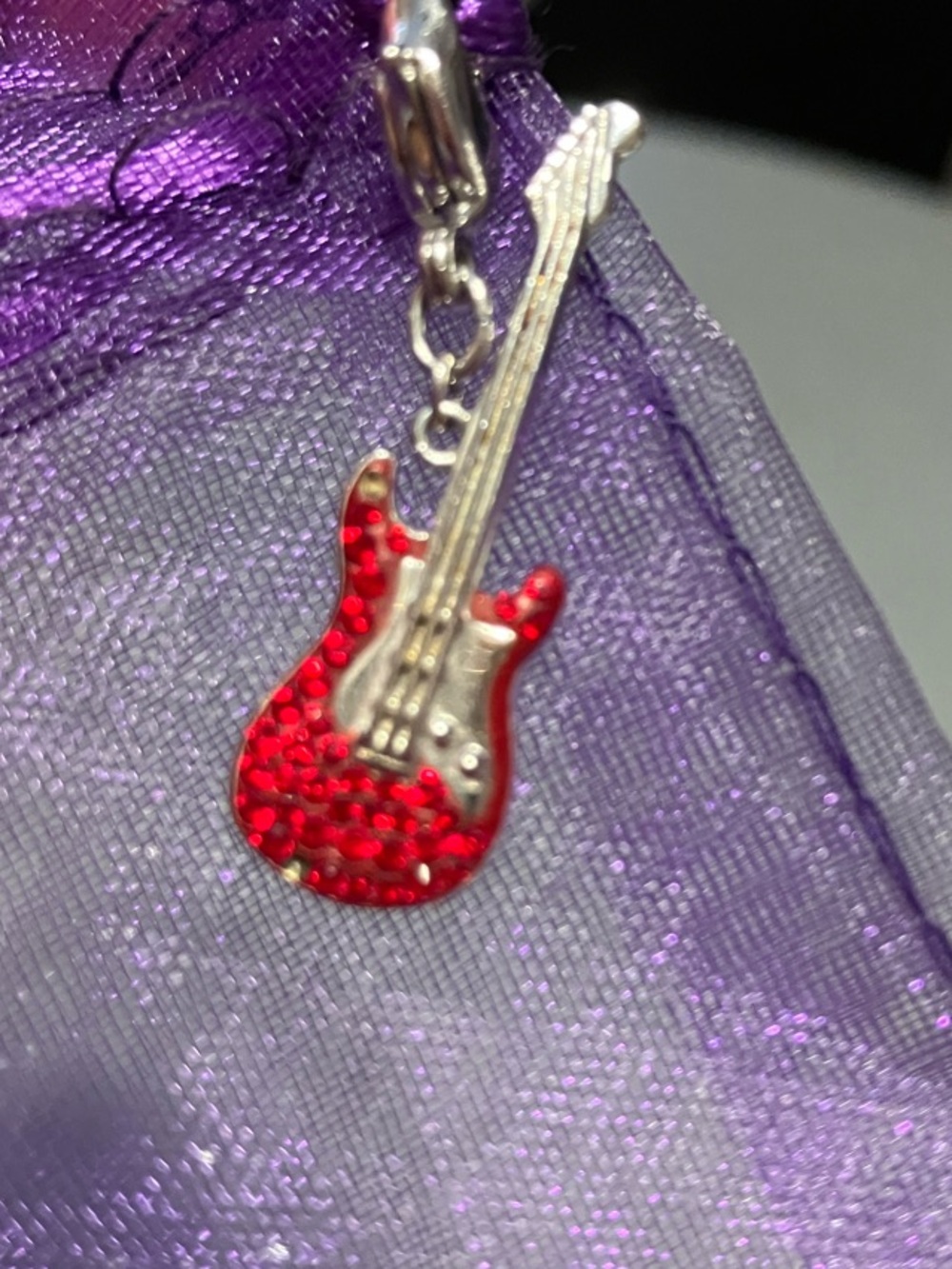 Swarovski Red Guitar Charm Pendant